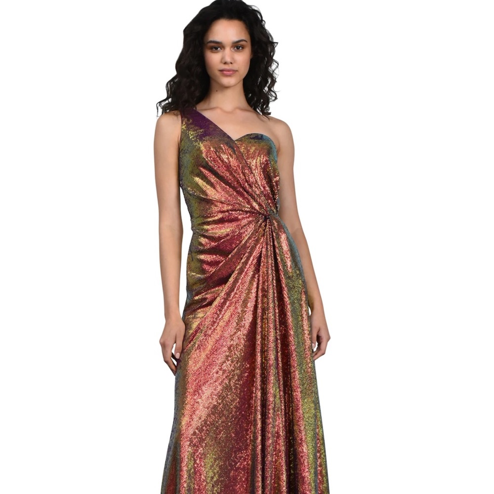 THEIA ONE SHOULDER SEQUIN GOWN, SIZE SMALL